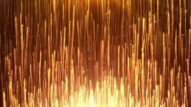 金粒子的上升是壮观的运动图形背景.优雅的金粉条纹继续升起,奢华的粒子光芒,颁奖典礼的表演庆祝背景.